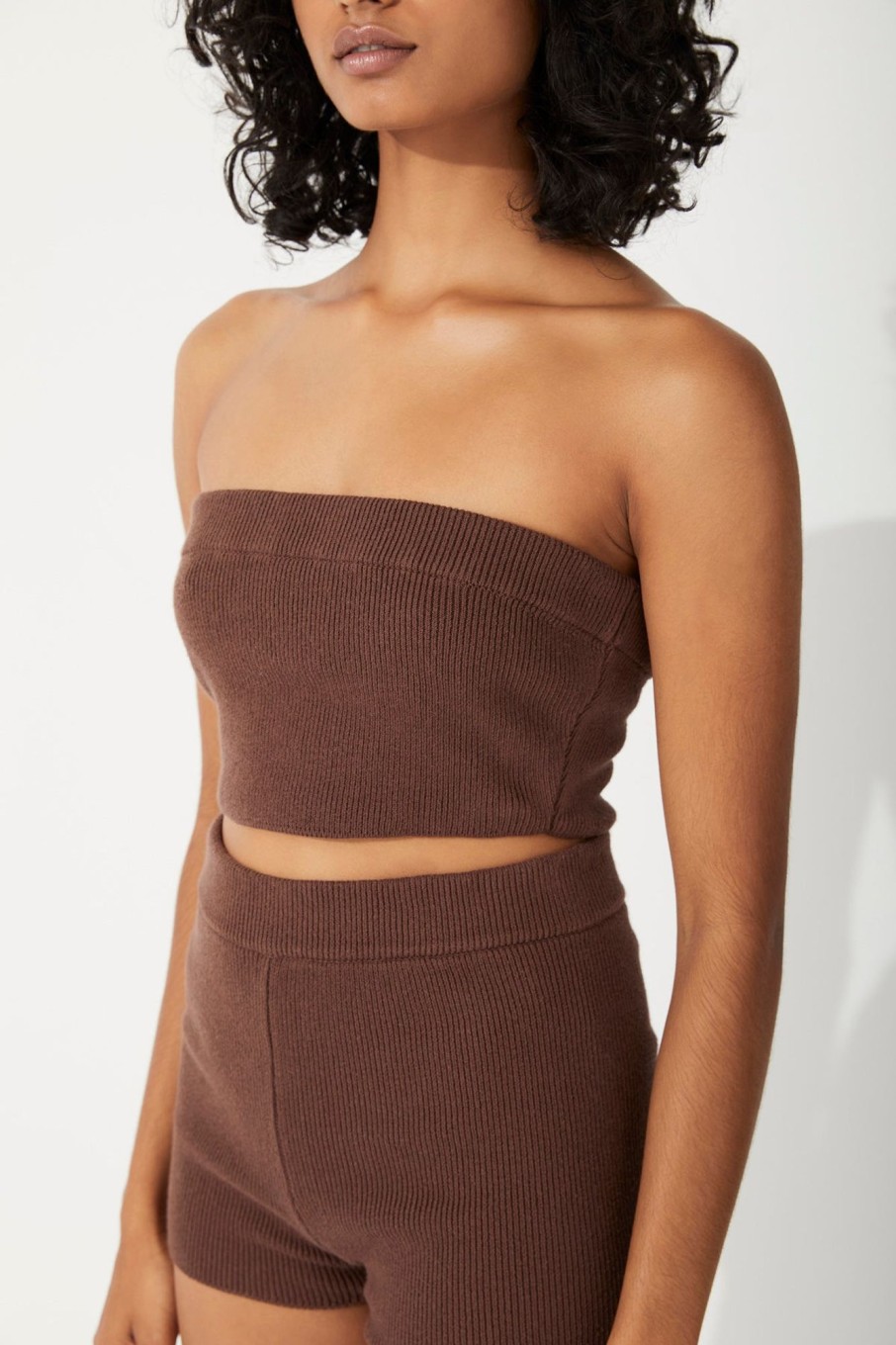 Apparel Zulu & Zephyr | Chocolate Organic Cotton Blend Knit Bandeau