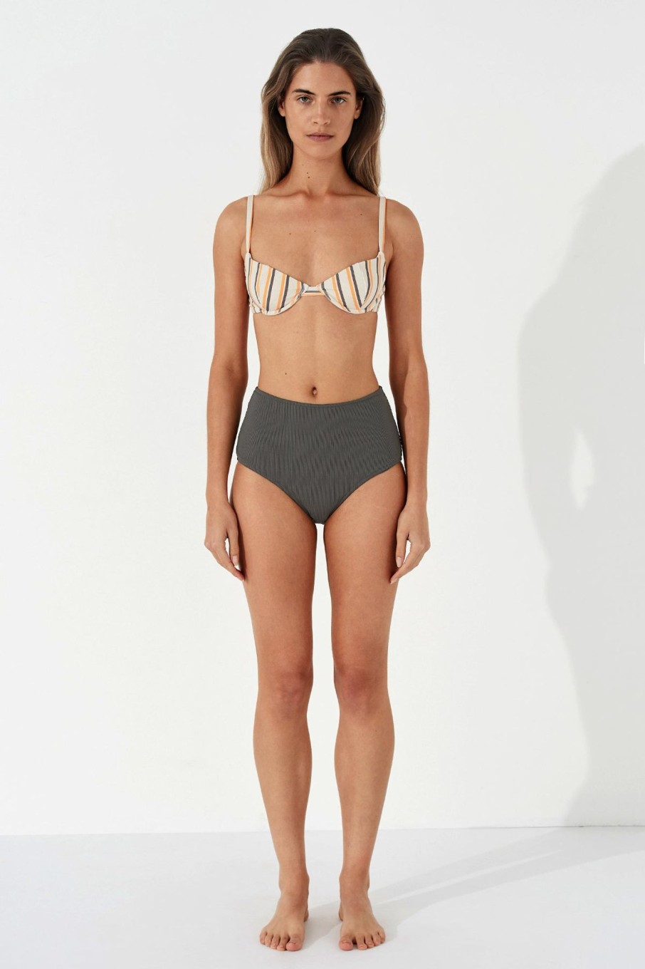 Swim Zulu & Zephyr | Licorice Stripe Rib Balconette Bra Cup