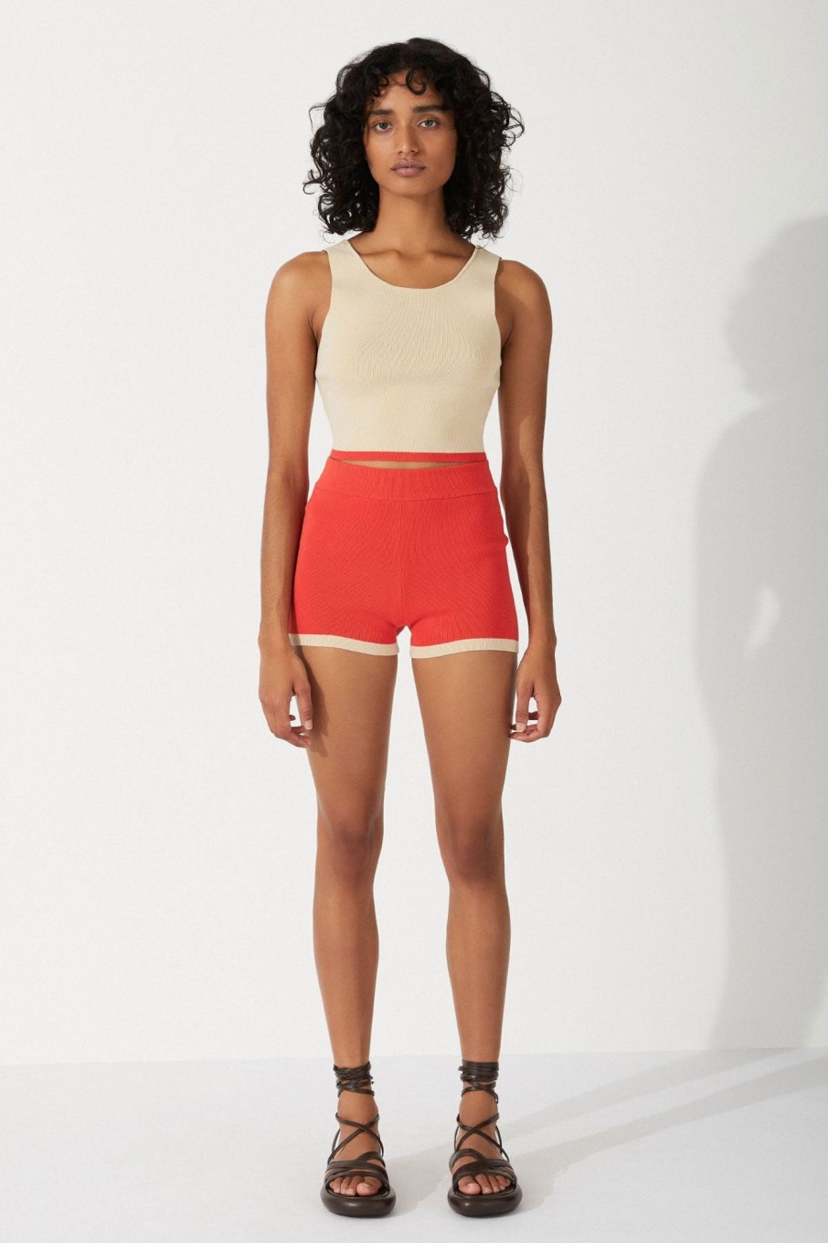 Apparel Zulu & Zephyr | Sand Contrast Organic Cotton Blend Knit Top