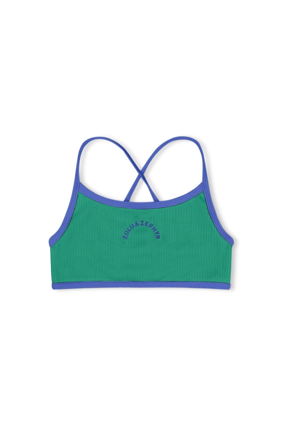 Swim Zulu & Zephyr | Mini Rib Logo Bikini Top - Emerald