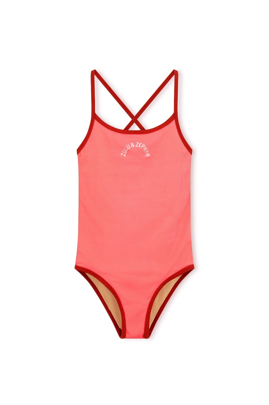 Swim Zulu & Zephyr | Mini Rib Logo One Piece - Coral