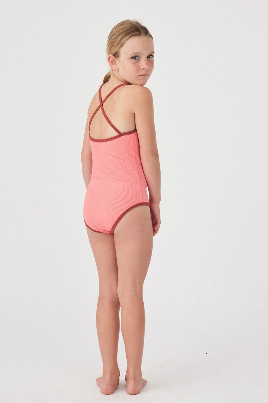 Swim Zulu & Zephyr | Mini Rib Logo One Piece - Coral