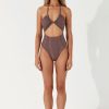 Swim Zulu & Zephyr | Plum Stripe Halter One Piece