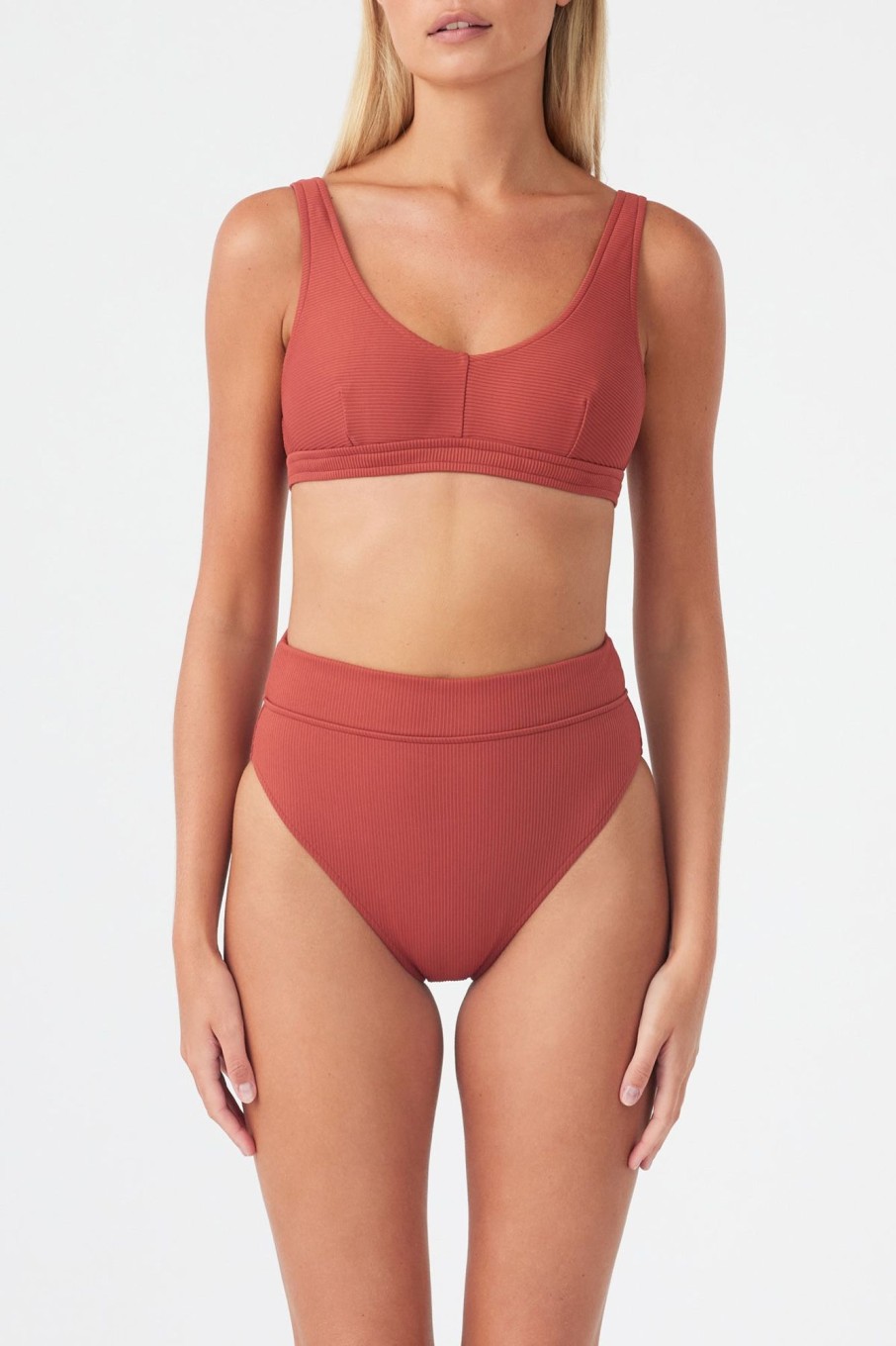 Swim Zulu & Zephyr | Signature Waistband Bralette Top - Earth Red