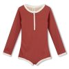 Swim Zulu & Zephyr | Mini Rib Rashie Onesie - Earth Red