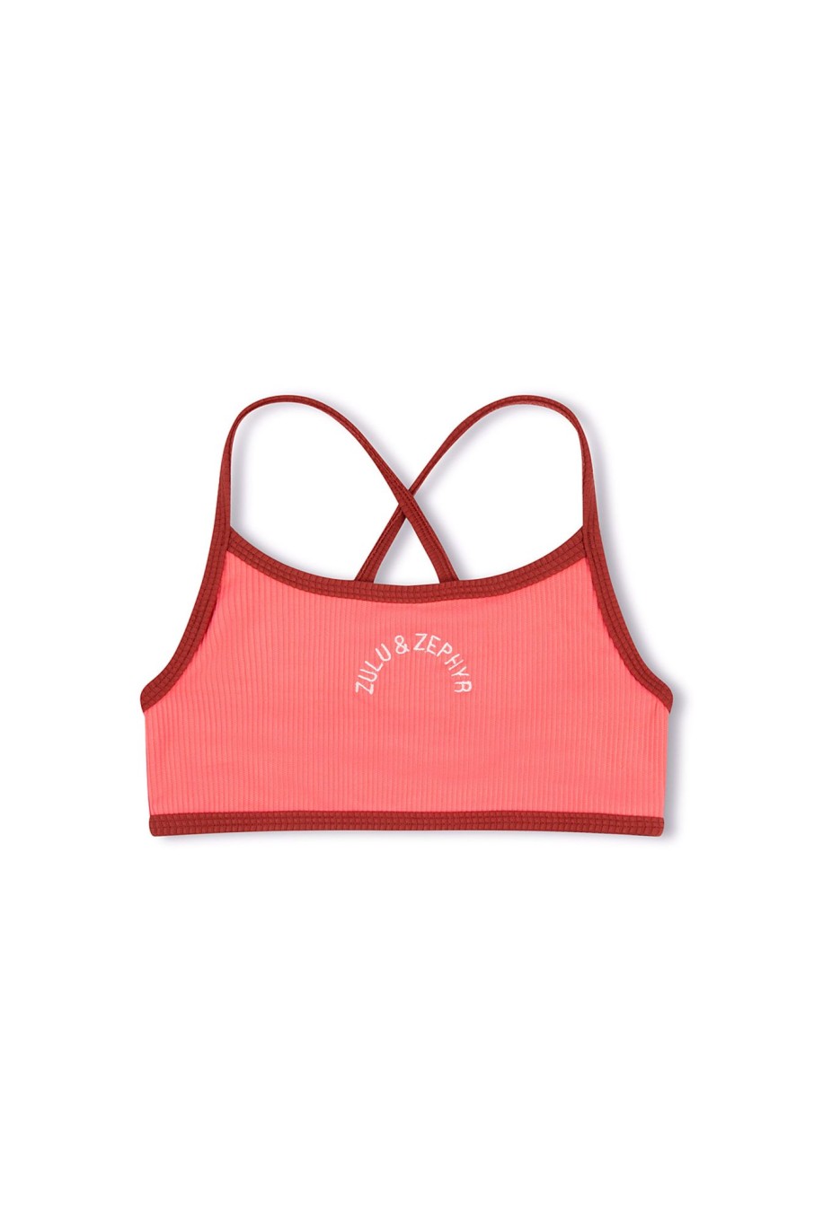 Swim Zulu & Zephyr | Mini Rib Logo Bikini Top - Coral