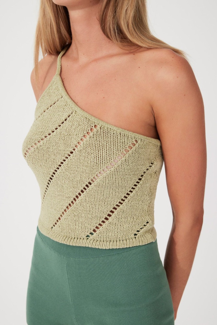 Apparel Zulu & Zephyr | Olive Lattice Knit Top