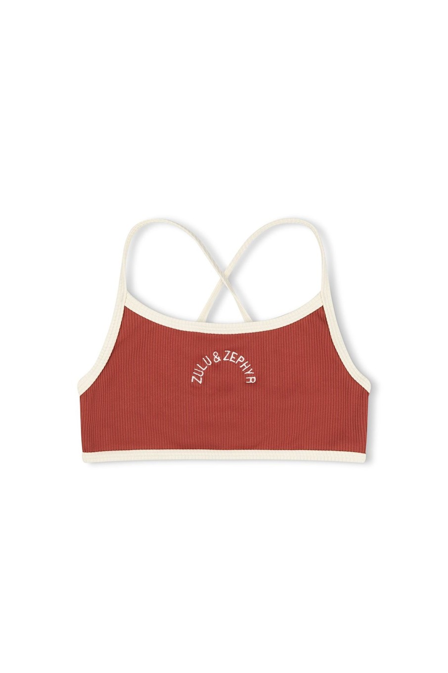 Swim Zulu & Zephyr | Mini Rib Logo Bikini Top - Earth Red