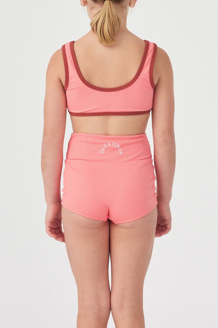 Swim Zulu & Zephyr | Mini Rib Logo Boy Short - Coral