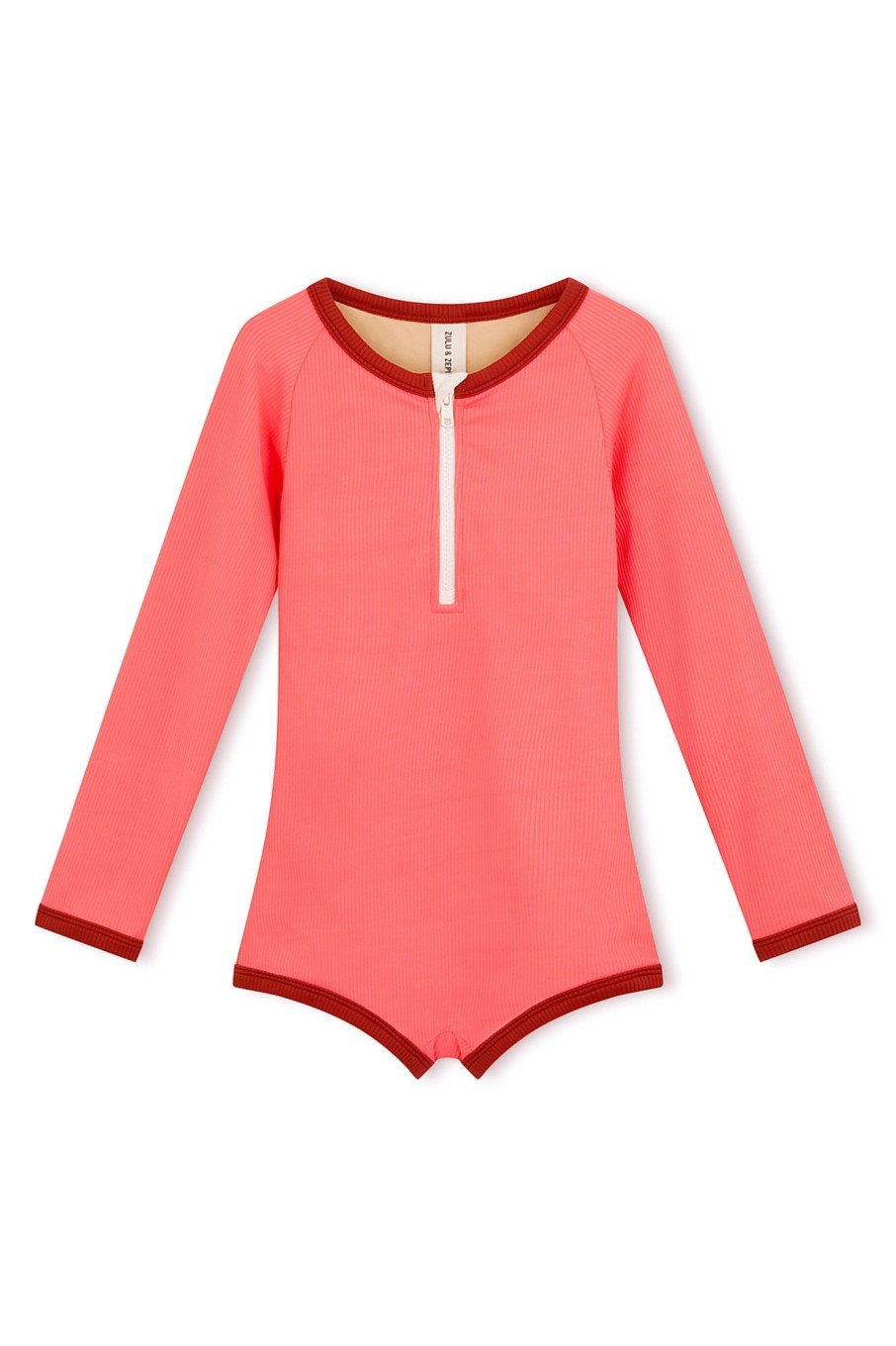 Swim Zulu & Zephyr | Mini Rib Rashie Onesie - Coral