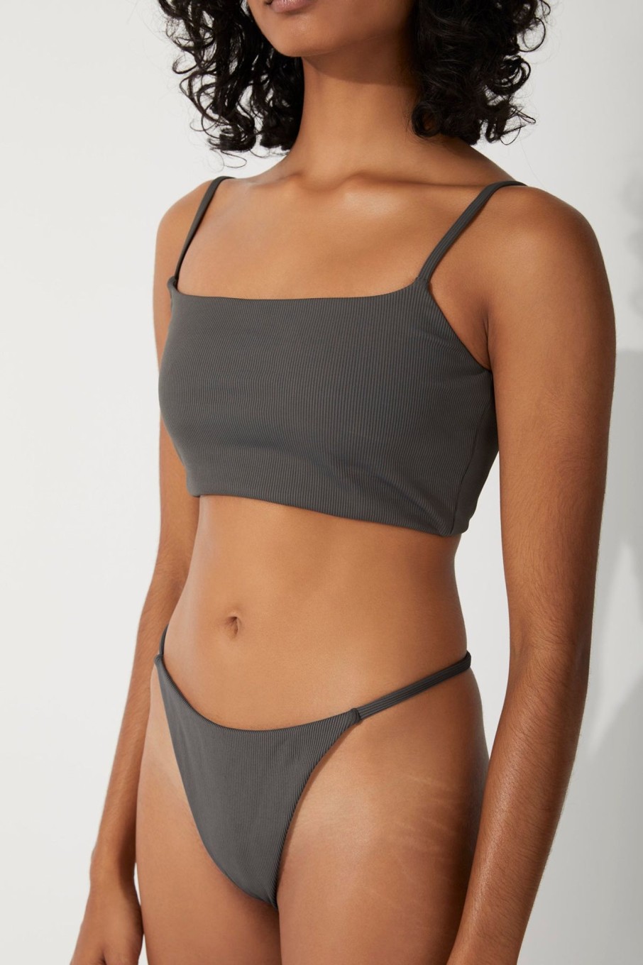 Swim Zulu & Zephyr | Charcoal Rib Longline Bralette