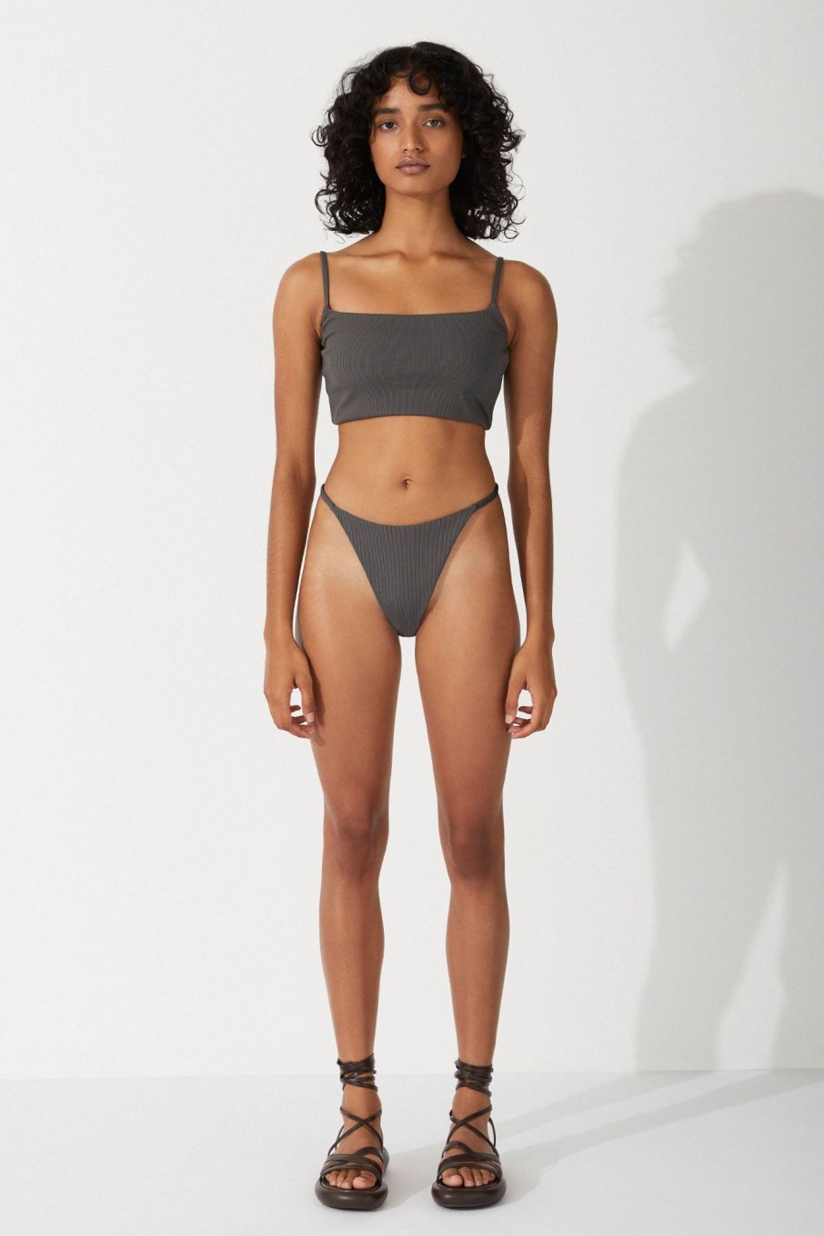 Swim Zulu & Zephyr | Charcoal Rib Curve Thong Brief