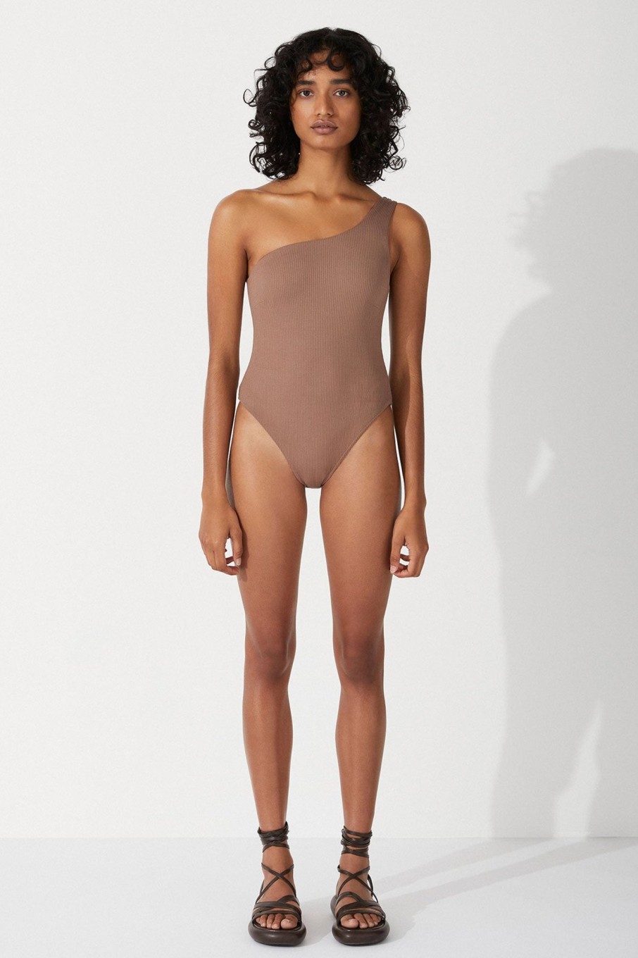 Swim Zulu & Zephyr | Chocolate Rib One Shoulder One Piece