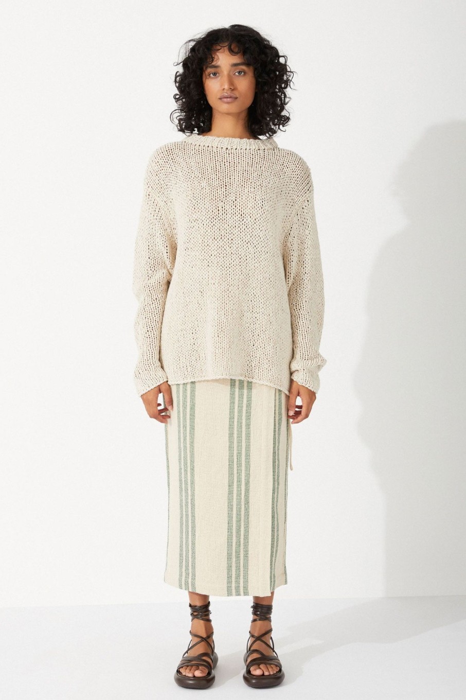 Apparel Zulu & Zephyr | Sand Linen Cotton Blend Hand Knit Jumper