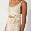 Apparel Zulu & Zephyr | Mandarin Stripe Organic Linen Blend Wrap Knit Top