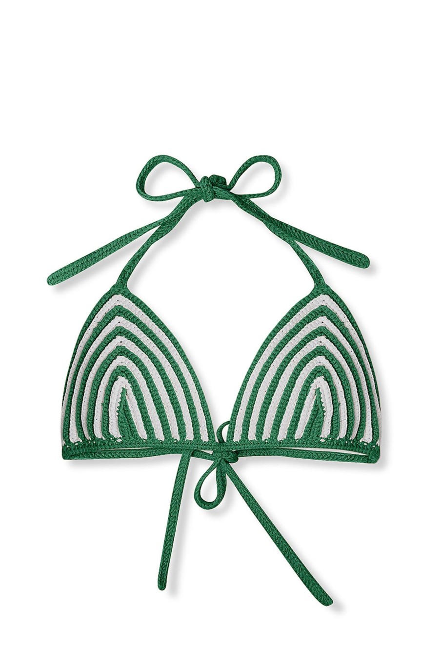 Swim Zulu & Zephyr | Green Stripe Cotton Crochet Triangle