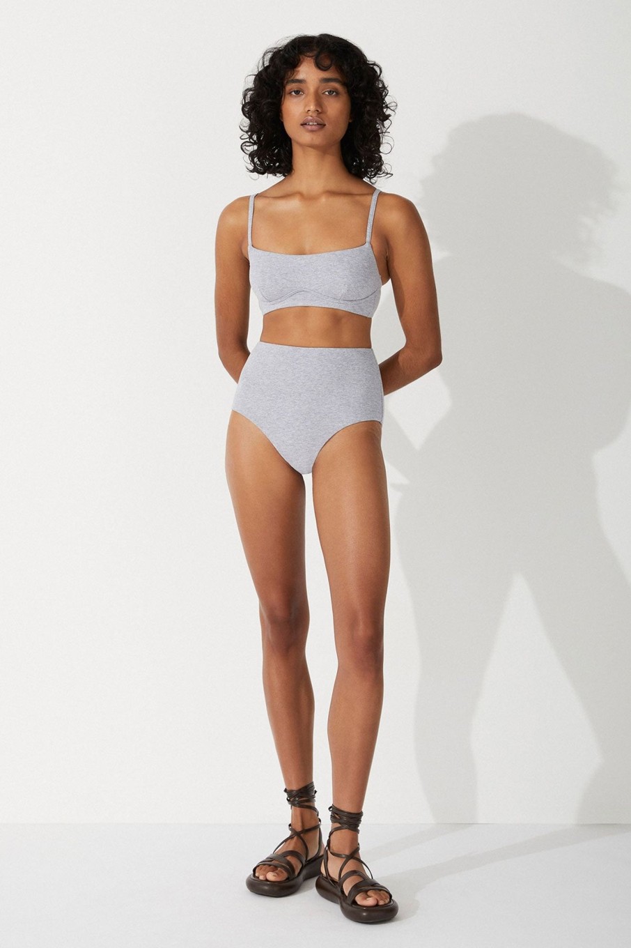 Swim Zulu & Zephyr | Grey Marle Waisted Full Brief