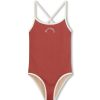 Swim Zulu & Zephyr | Mini Rib Logo One Piece - Earth Red