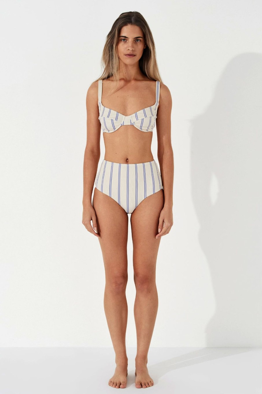 Swim Zulu & Zephyr | Marine Twin Stripe Rib Balconette Bra Cup